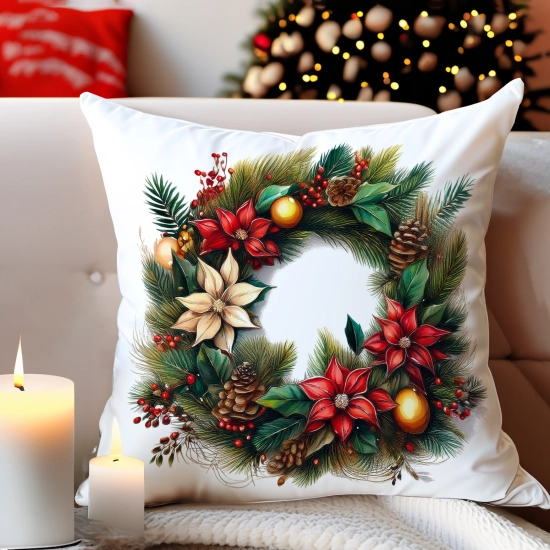 POSZEWKA DEKORACYJNA ŚWIĄTECZNA VELVET 40x40 WELUROWA ZIMOWA JELEŃ RENIFER