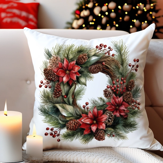 POSZEWKA DEKORACYJNA ŚWIĄTECZNA VELVET 40x40 WELUROWA ZIMOWA JELEŃ RENIFER