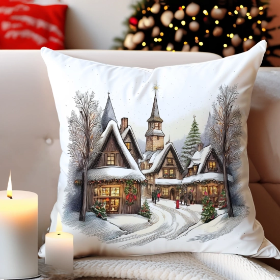 POSZEWKA DEKORACYJNA 40x40 JASIEK OZDOBNA ZIMOWA ŚWIĄTECZNA JELEŃ RENIFER