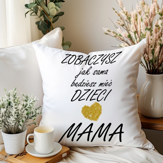 KOMPLET DLA MAMY PODUSZKA 40X40CM + KUBEK 330ml NA PREZENT DZIEŃ MATKI MAMA