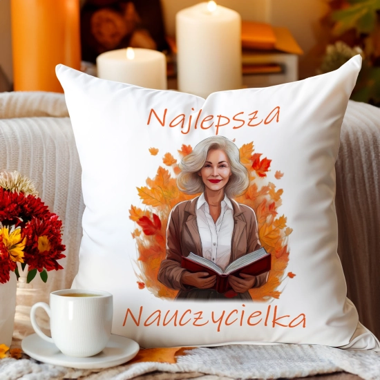 PODUSZKA 40x40 DZIEŃ NAUCZYCIELA WYCHOWAWCA PREZENT NAUCZYCIEL JASIEK NAUCZYCIELKA POLSKIEGO MATEMATYKI