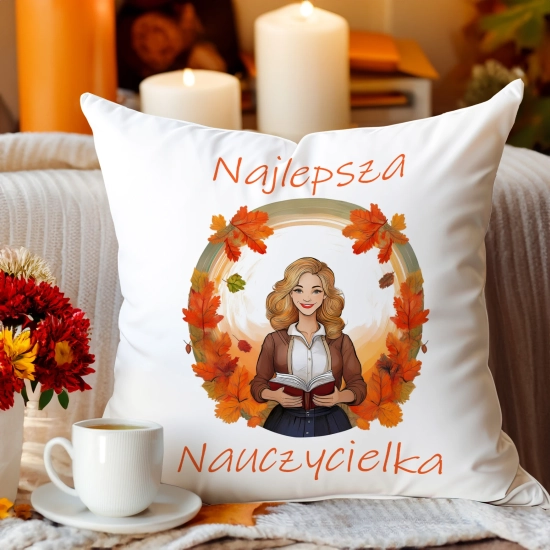 PODUSZKA 40x40 DZIEŃ NAUCZYCIELA WYCHOWAWCA PREZENT NAUCZYCIEL JASIEK NAUCZYCIELKA POLSKIEGO MATEMATYKI
