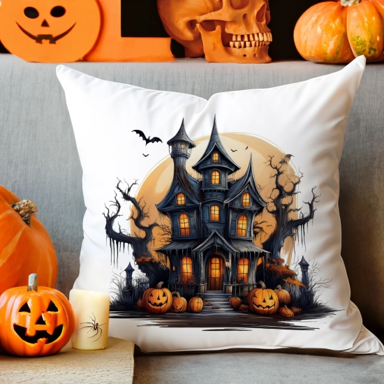 POSZEWKA DEKORACYJNA 40x40 JASIEK OZDOBNA HALLOWEENOWA HALLOWEEN DYNIA STRASZNY DWÓR DOM ZAMEK