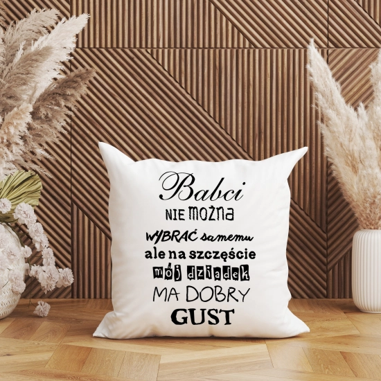 KOMPLET PREZENT DLA BABCI PODUSZKA 40x40 KUBEK 330ml BABCIA ZESTAW