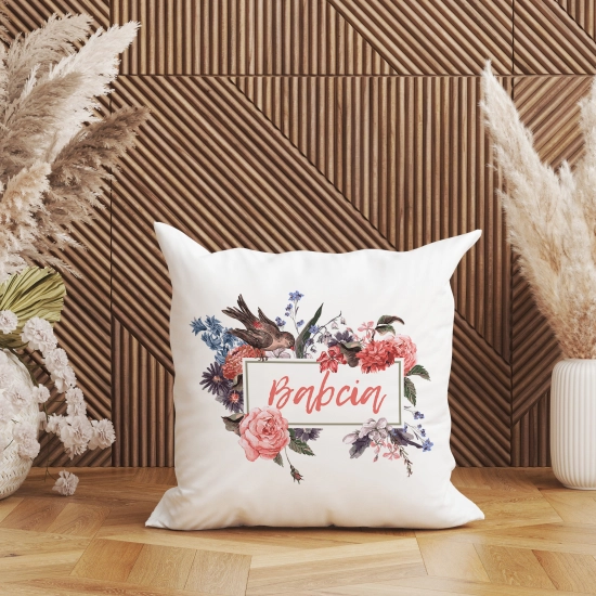 KOMPLET PREZENT DLA BABCI PODUSZKA 40x40 KUBEK 330ml BABCIA ZESTAW