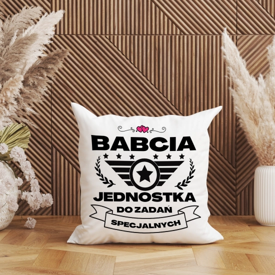 KOMPLET PREZENT DLA BABCI PODUSZKA 40x40 KUBEK 330ml BABCIA ZESTAW