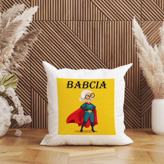 KOMPLET PREZENT DLA BABCI PODUSZKA 40x40 KUBEK 330ml BABCIA ZESTAW