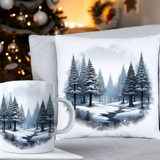 ŚWIĄTECZNY KOMPLET PODUSZKA 40x40 I KUBEK NA ŚWIĘTA MIKOŁAJ RENIFER PREZENT