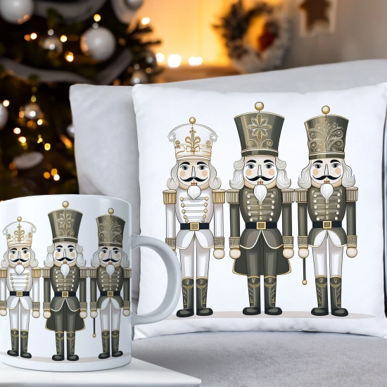 ŚWIĄTECZNY KOMPLET PODUSZKA 40x40 I KUBEK NA ŚWIĘTA MIKOŁAJ RENIFER PREZENT