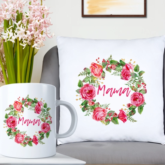 KOMPLET DLA MAMY PODUSZKA 40X40CM + KUBEK 330ml NA PREZENT DZIEŃ MATKI MAMA