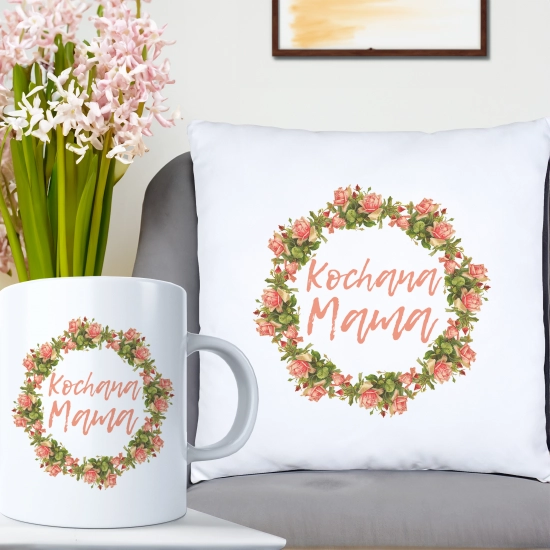 KOMPLET DLA MAMY PODUSZKA 40X40CM + KUBEK 330ml NA PREZENT DZIEŃ MATKI MAMA