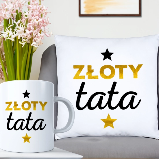 KOMPLET DLA TATY PODUSZKA 40X40CM + KUBEK 330ml NA PREZENT DZIEŃ OJCA TATA