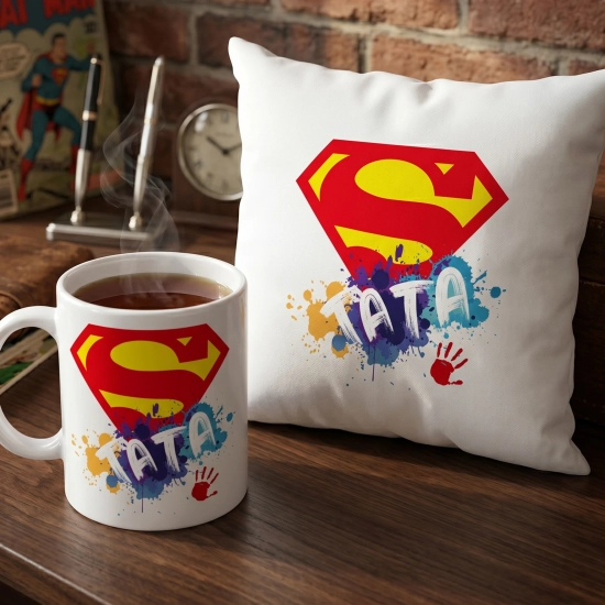 KOMPLET DLA TATY PODUSZKA 40X40CM + KUBEK 330ml NA PREZENT DZIEŃ OJCA TATA