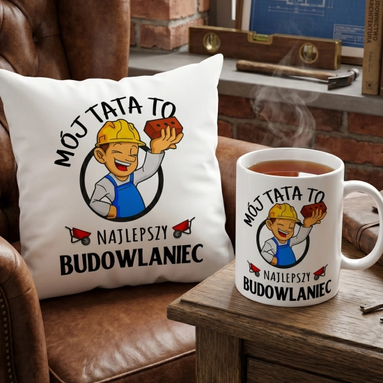 KOMPLET DLA TATY PODUSZKA 40X40CM + KUBEK 330ml NA PREZENT DZIEŃ OJCA TATA