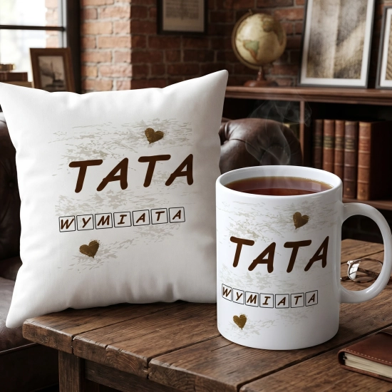 KOMPLET DLA TATY PODUSZKA 40X40CM + KUBEK 330ml NA PREZENT DZIEŃ OJCA TATA