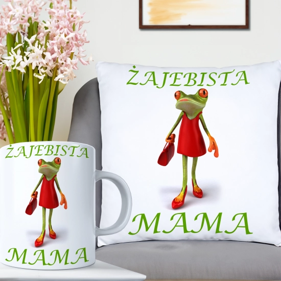 KOMPLET DLA MAMY PODUSZKA 40X40CM + KUBEK 330ml NA PREZENT DZIEŃ MATKI MAMA