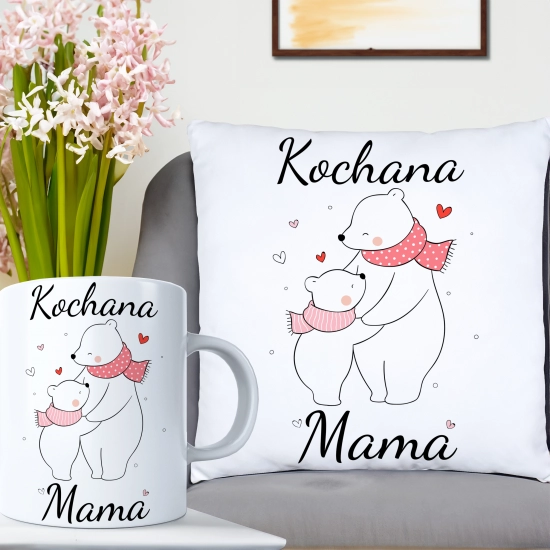 KOMPLET DLA MAMY PODUSZKA 40X40CM + KUBEK 330ml NA PREZENT DZIEŃ MATKI MAMA