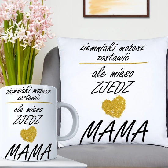 KOMPLET DLA MAMY PODUSZKA 40X40CM + KUBEK 330ml NA PREZENT DZIEŃ MATKI MAMA