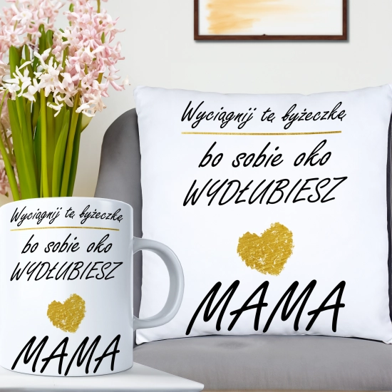 KOMPLET DLA MAMY PODUSZKA 40X40CM + KUBEK 330ml NA PREZENT DZIEŃ MATKI MAMA