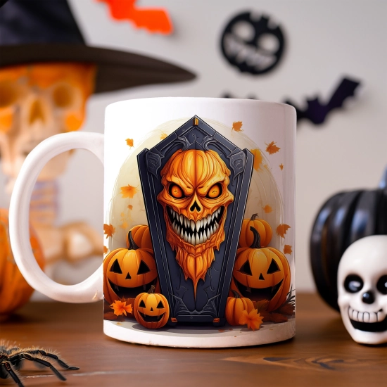 HALLOWEENOWY KUBEK 330ml NA HERBATĘ KAWĘ NA PREZENT TRUMNA DYNIE STRASZNE