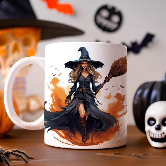 HALLOWEENOWY KUBEK 330ml NA HERBATĘ KAWĘ NA PREZENT CZARODZIEJKA WIEDŹMA CZAROWNICA