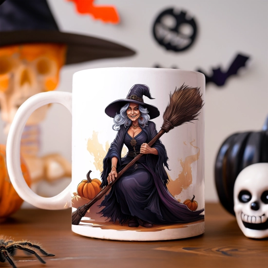 HALLOWEENOWY KUBEK 330ml NA HERBATĘ KAWĘ NA PREZENT CZARODZIEJKA WIEDŹMA CZAROWNICA