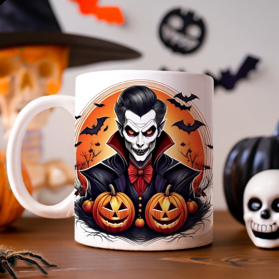HALLOWEENOWY KUBEK 330ml NA HERBATĘ KAWĘ NA PREZENT WAMPIR DYNIE NIETOPERZE