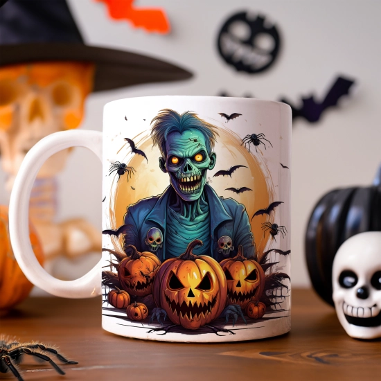 HALLOWEENOWY KUBEK 330ml NA HERBATĘ KAWĘ NA PREZENT WAMPIR ZOMBIE DYNIE NIETOPERZE