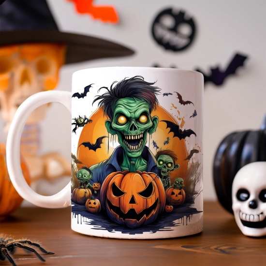 HALLOWEENOWY KUBEK 330ml NA HERBATĘ KAWĘ NA PREZENT WAMPIR ZOMBIE DYNIE NIETOPERZE