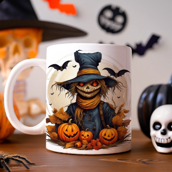 HALLOWEENOWY KUBEK 330ml NA HERBATĘ KAWĘ NA PREZENT STRACH NA WRÓBLE DYNIE NIETOPERZE