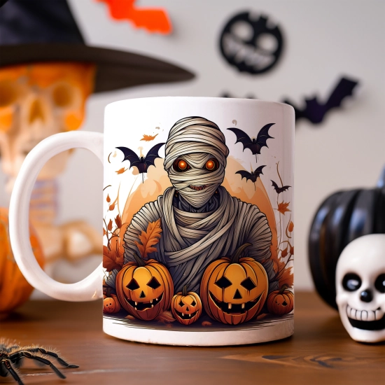 HALLOWEENOWY KUBEK 330ml NA HERBATĘ KAWĘ NA PREZENT MUMIA DYNIE NIETOPERZE