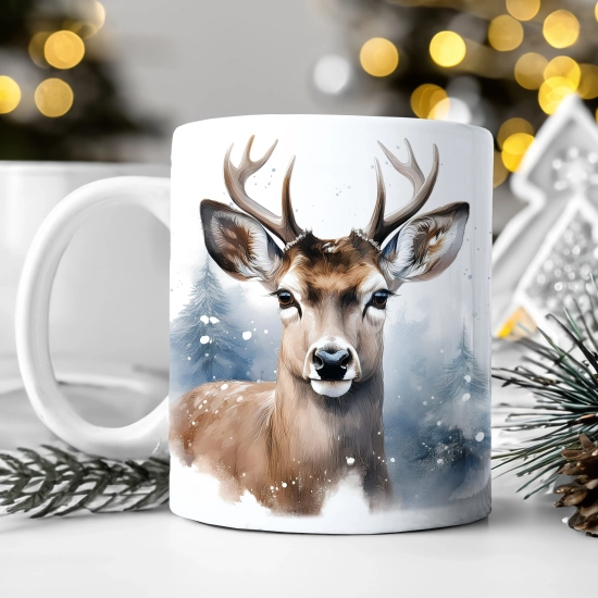 ŚWIĄTECZNY KOMPLET PODUSZKA 40x40 I KUBEK NA ŚWIĘTA MIKOŁAJ RENIFER PREZENT