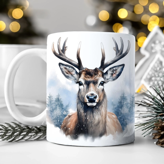 ZIMOWY KUBEK 330ml HERBATĘ KAWĘ PREZENT ŚWIĄTECZNY ŚWIĘTA RENIFER MIKOŁAJ