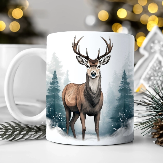 ZIMOWY KUBEK 330ml HERBATĘ KAWĘ PREZENT ŚWIĄTECZNY ŚWIĘTA RENIFER MIKOŁAJ