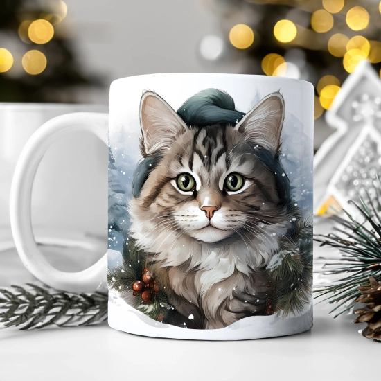 ZIMOWY KUBEK 330ml HERBATĘ KAWĘ PREZENT ŚWIĄTECZNY ŚWIĘTA RENIFER MIKOŁAJ