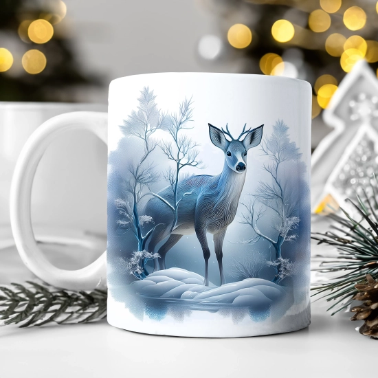 ZIMOWY KUBEK 330ml HERBATĘ KAWĘ PREZENT ŚWIĄTECZNY ŚWIĘTA RENIFER MIKOŁAJ