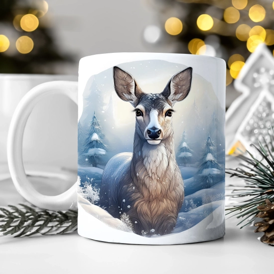 ZIMOWY KUBEK 330ml HERBATĘ KAWĘ PREZENT ŚWIĄTECZNY ŚWIĘTA RENIFER MIKOŁAJ