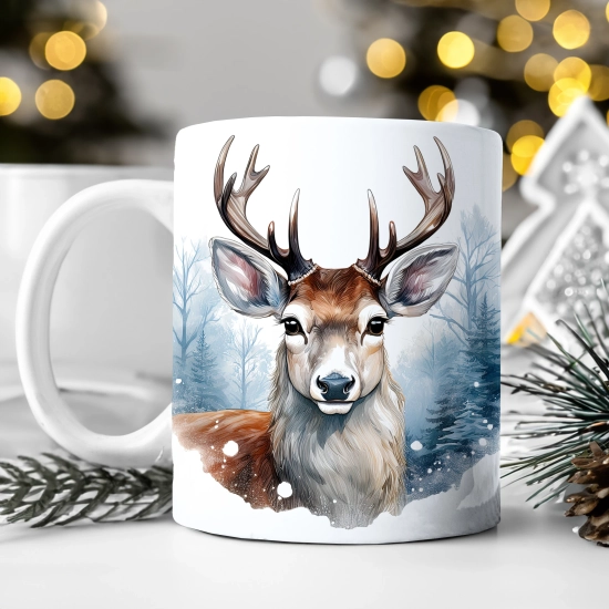 ZIMOWY KUBEK 330ml HERBATĘ KAWĘ PREZENT ŚWIĄTECZNY ŚWIĘTA RENIFER MIKOŁAJ