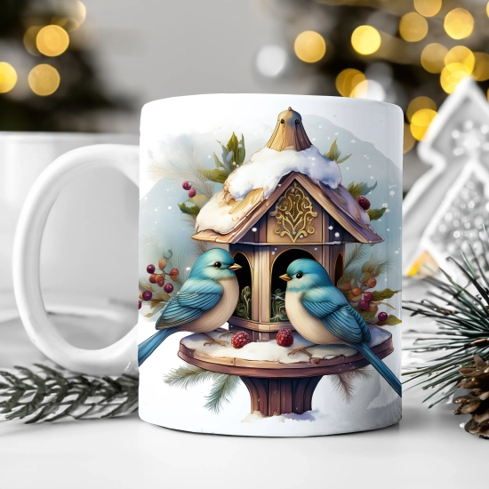 ZIMOWY KUBEK 330ml HERBATĘ KAWĘ PREZENT ŚWIĄTECZNY ŚWIĘTA RENIFER MIKOŁAJ