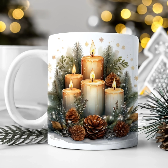 ZIMOWY KUBEK 330ml HERBATĘ KAWĘ PREZENT ŚWIĄTECZNY ŚWIĘTA RENIFER MIKOŁAJ