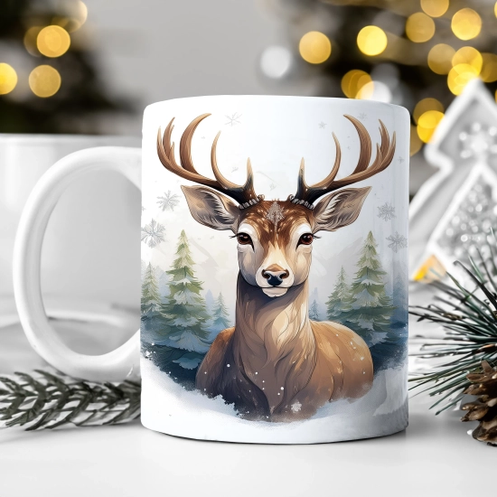 ZIMOWY KUBEK 330ml HERBATĘ KAWĘ PREZENT ŚWIĄTECZNY ŚWIĘTA RENIFER MIKOŁAJ