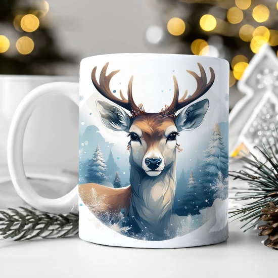 ZIMOWY KUBEK 330ml HERBATĘ KAWĘ PREZENT ŚWIĄTECZNY ŚWIĘTA RENIFER MIKOŁAJ