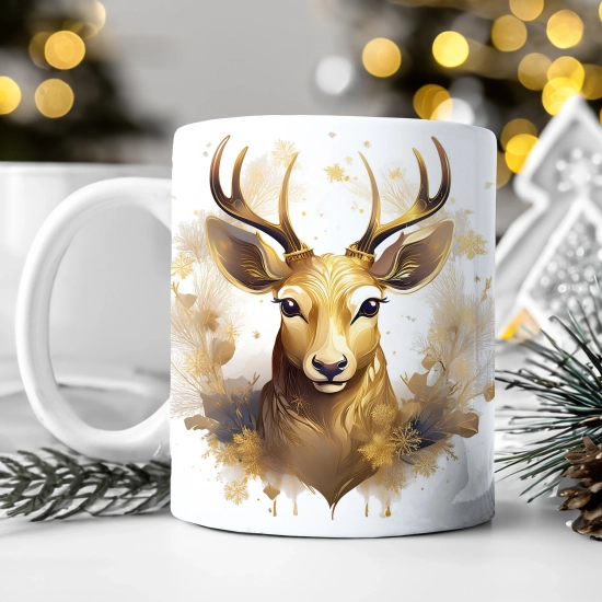 ZIMOWY KUBEK 330ml HERBATĘ KAWĘ PREZENT ŚWIĄTECZNY ŚWIĘTA RENIFER MIKOŁAJ