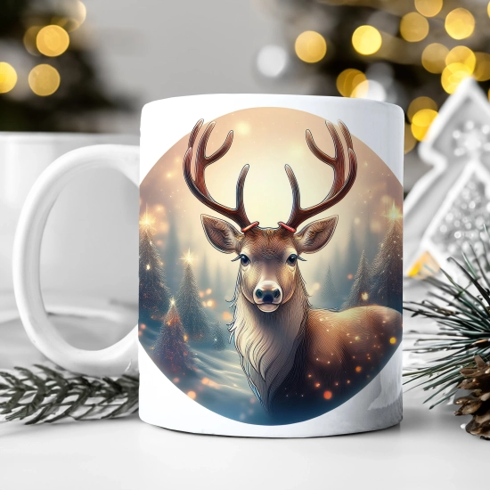 ZIMOWY KUBEK 330ml HERBATĘ KAWĘ PREZENT ŚWIĄTECZNY ŚWIĘTA RENIFER MIKOŁAJ