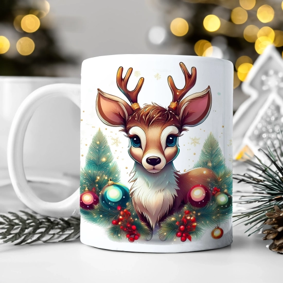 ZIMOWY KUBEK 330ml HERBATĘ KAWĘ PREZENT ŚWIĄTECZNY ŚWIĘTA RENIFER MIKOŁAJ