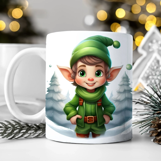 ZIMOWY KUBEK 330ml HERBATĘ KAWĘ PREZENT ŚWIĄTECZNY ŚWIĘTA RENIFER MIKOŁAJ