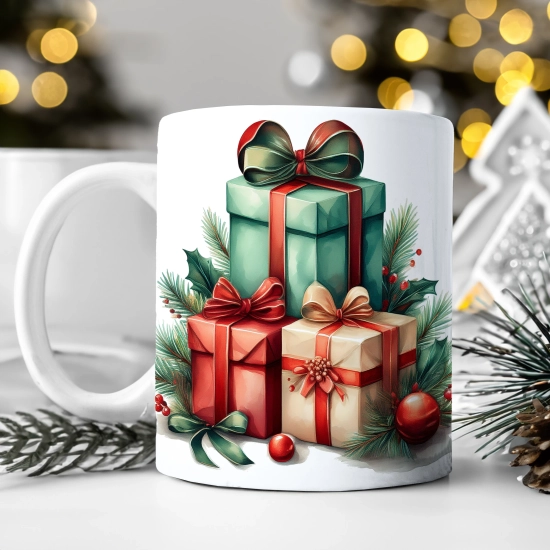 ZIMOWY KUBEK 330ml HERBATĘ KAWĘ PREZENT ŚWIĄTECZNY ŚWIĘTA RENIFER MIKOŁAJ