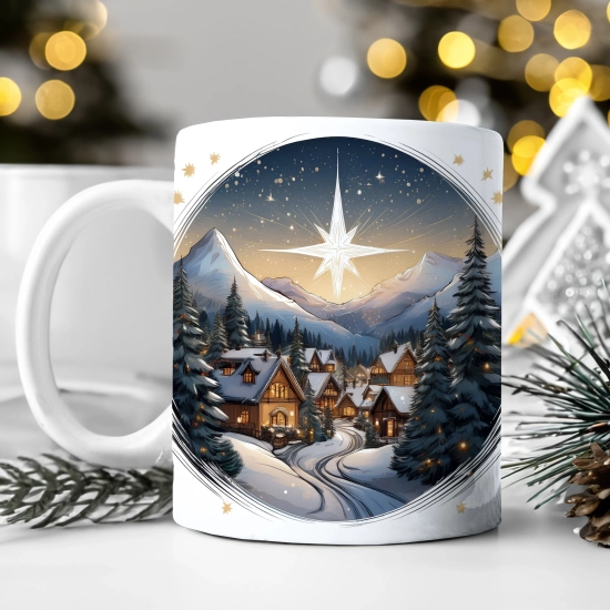 ZIMOWY KUBEK 330ml HERBATĘ KAWĘ PREZENT ŚWIĄTECZNY ŚWIĘTA RENIFER MIKOŁAJ