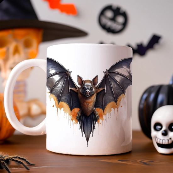 HALLOWEENOWY KUBEK 330ml NA HERBATĘ KAWĘ NA PREZENT NIETOPERZ