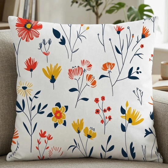 Ozdobna poszewka na jasiek we wzór Letnia Łąka na kanapie